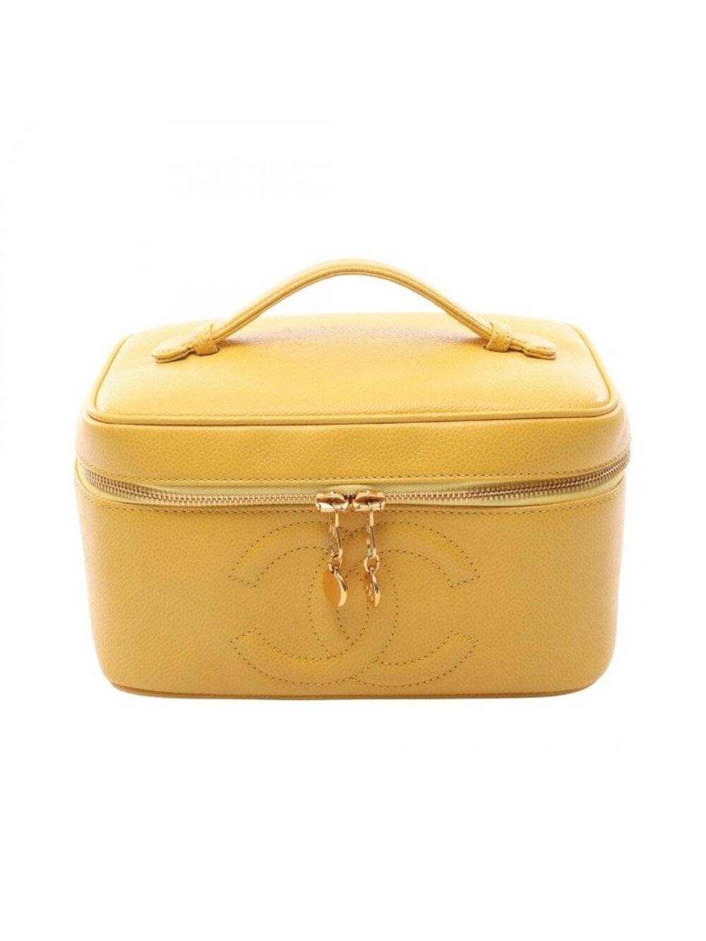 Chanel Handbag CC Logo Yellow Leather Side